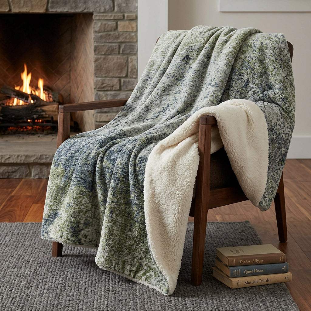 50" X 70" Green And Blue Abstract Polyester Woven Plush Throw Blanket - HomeRoots - Flyclothing LLC