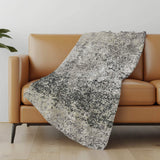 50" X 70" Gray And Black Abstract Polyester Woven Plush Throw Blanket - HomeRoots - Flyclothing LLC