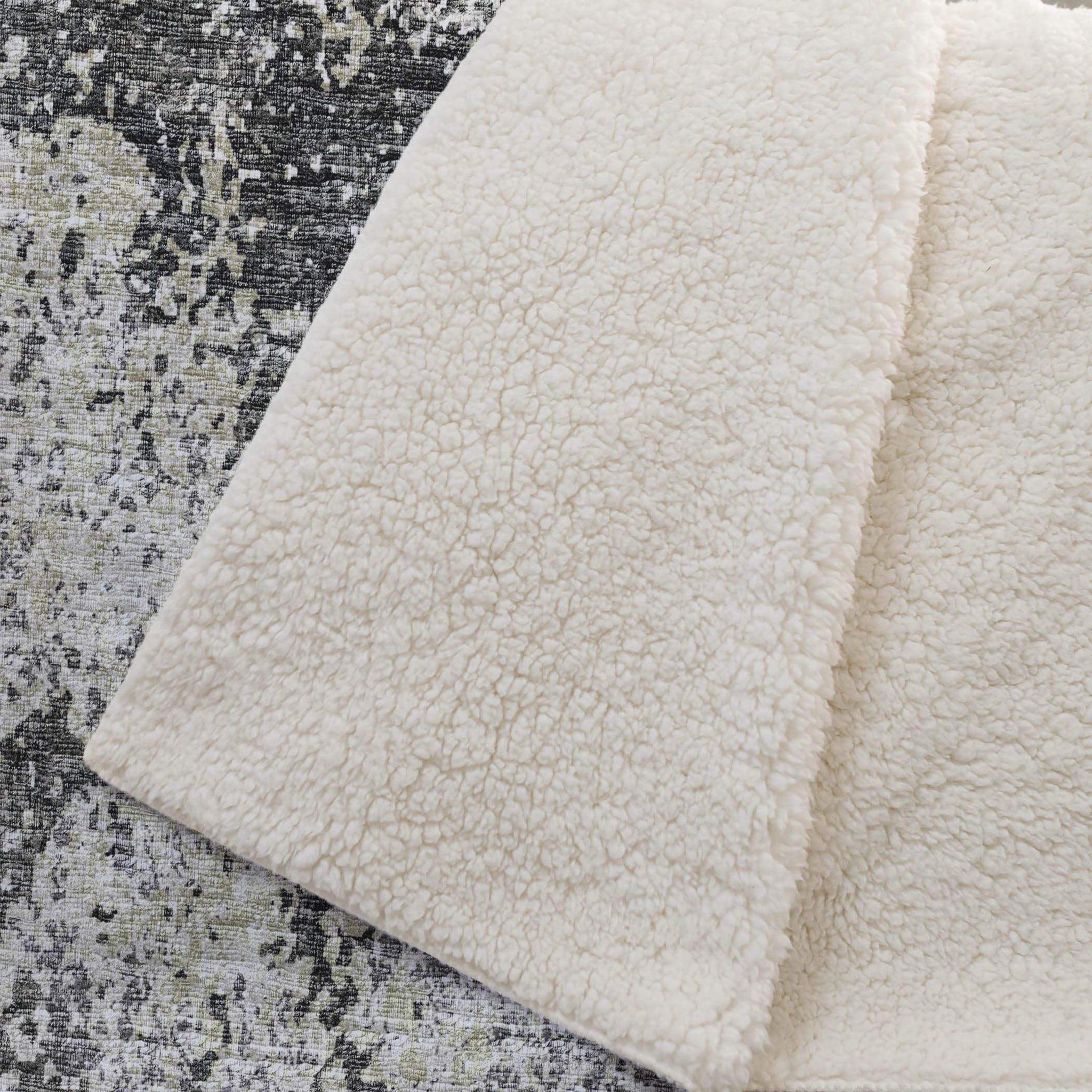 50" X 70" Gray And Black Abstract Polyester Woven Plush Throw Blanket - HomeRoots - Flyclothing LLC