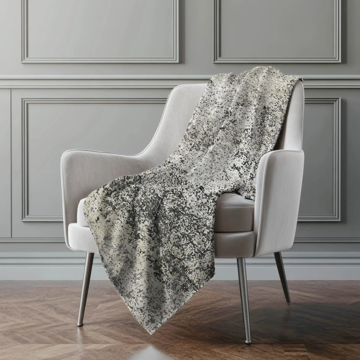 50" X 70" Gray And Black Abstract Polyester Woven Plush Throw Blanket - Homeroots - Flyclothing LLC
