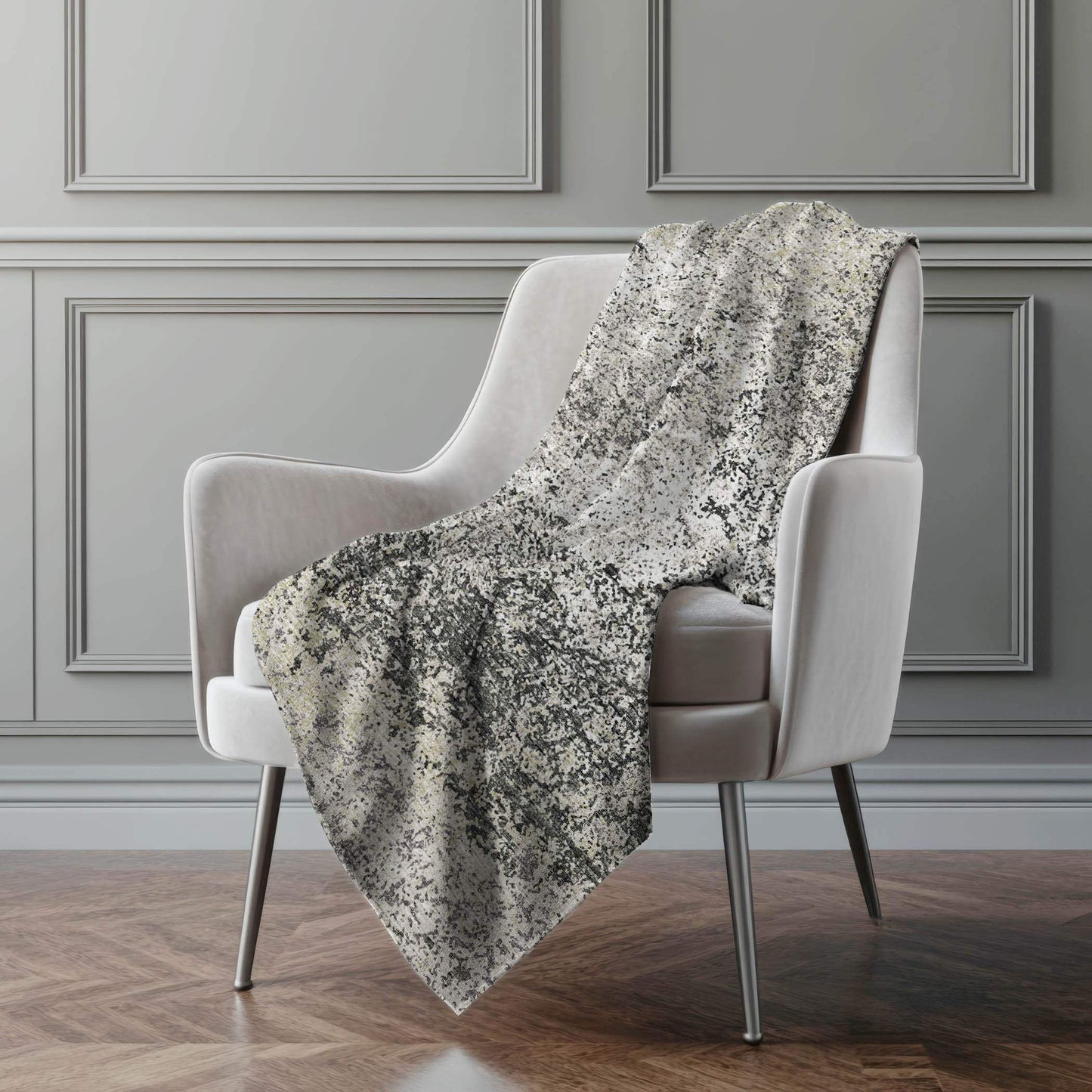 50" X 70" Gray And Black Abstract Polyester Woven Plush Throw Blanket - HomeRoots - Flyclothing LLC