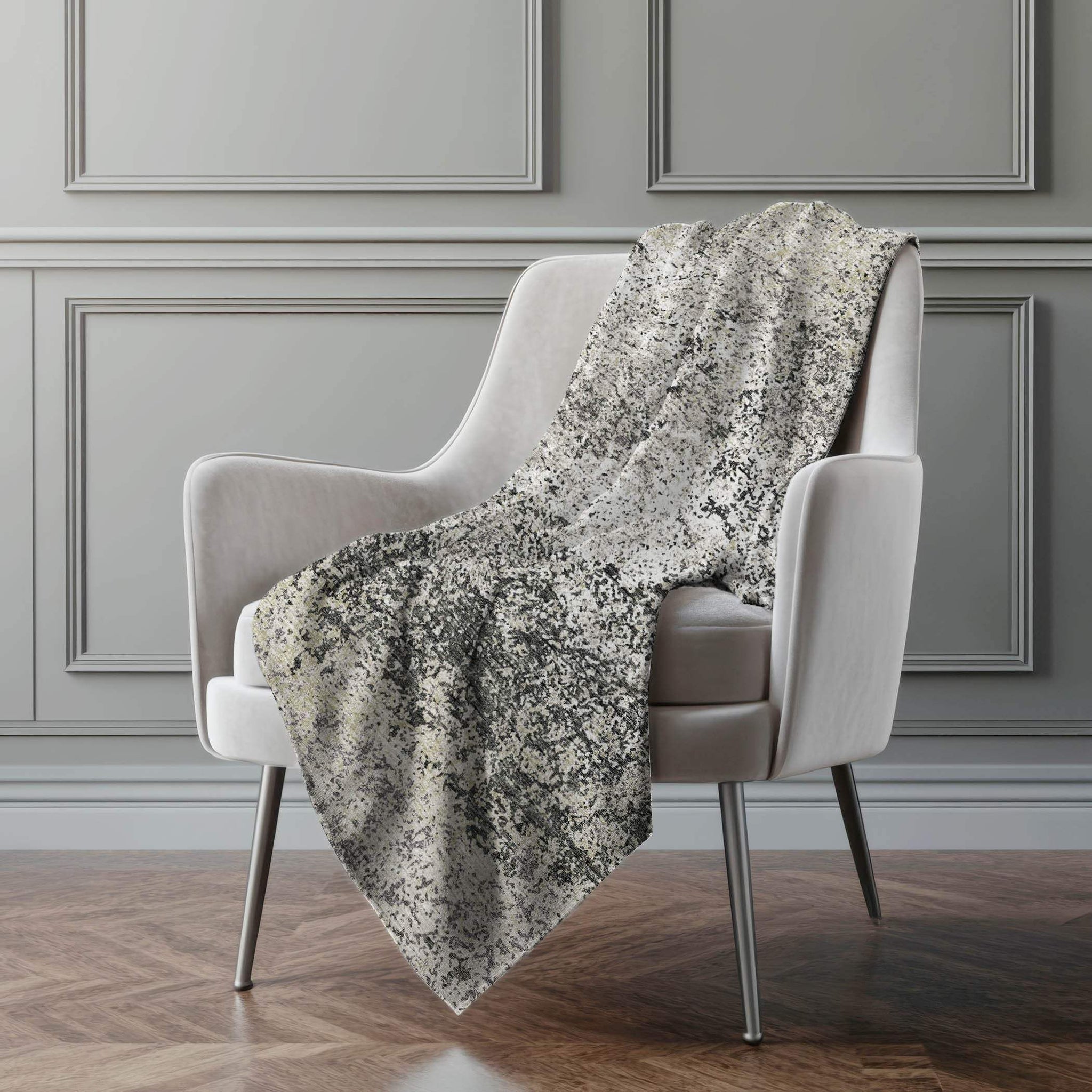 50" X 70" Gray And Black Abstract Polyester Woven Plush Throw Blanket - HomeRoots - Flyclothing LLC