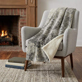 50" X 70" Gray And Black Abstract Polyester Woven Plush Throw Blanket - HomeRoots - Flyclothing LLC