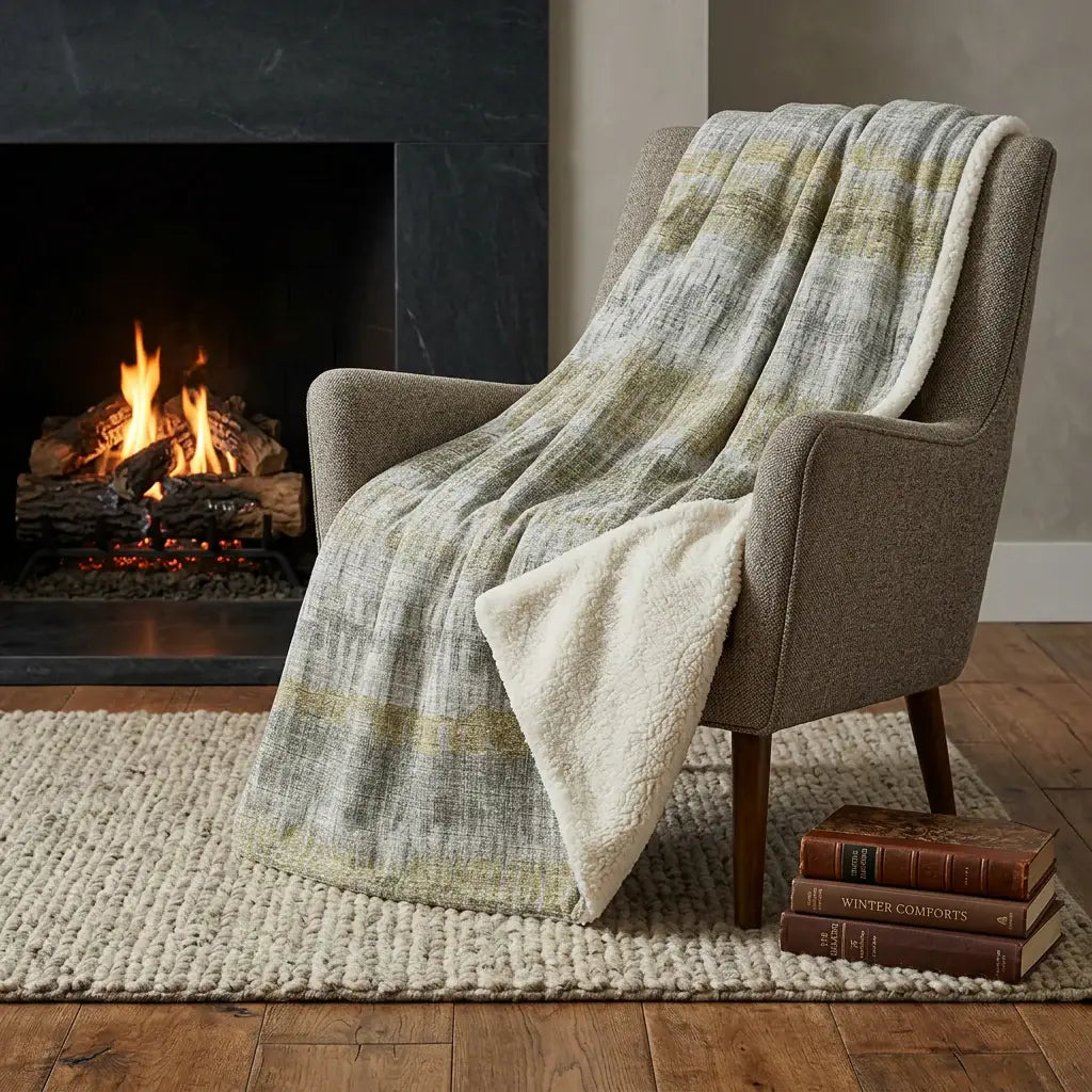 50" X 70" Sage And Gold Abstract Polyester Woven Plush Throw Blanket - Homeroots - Flyclothing LLC