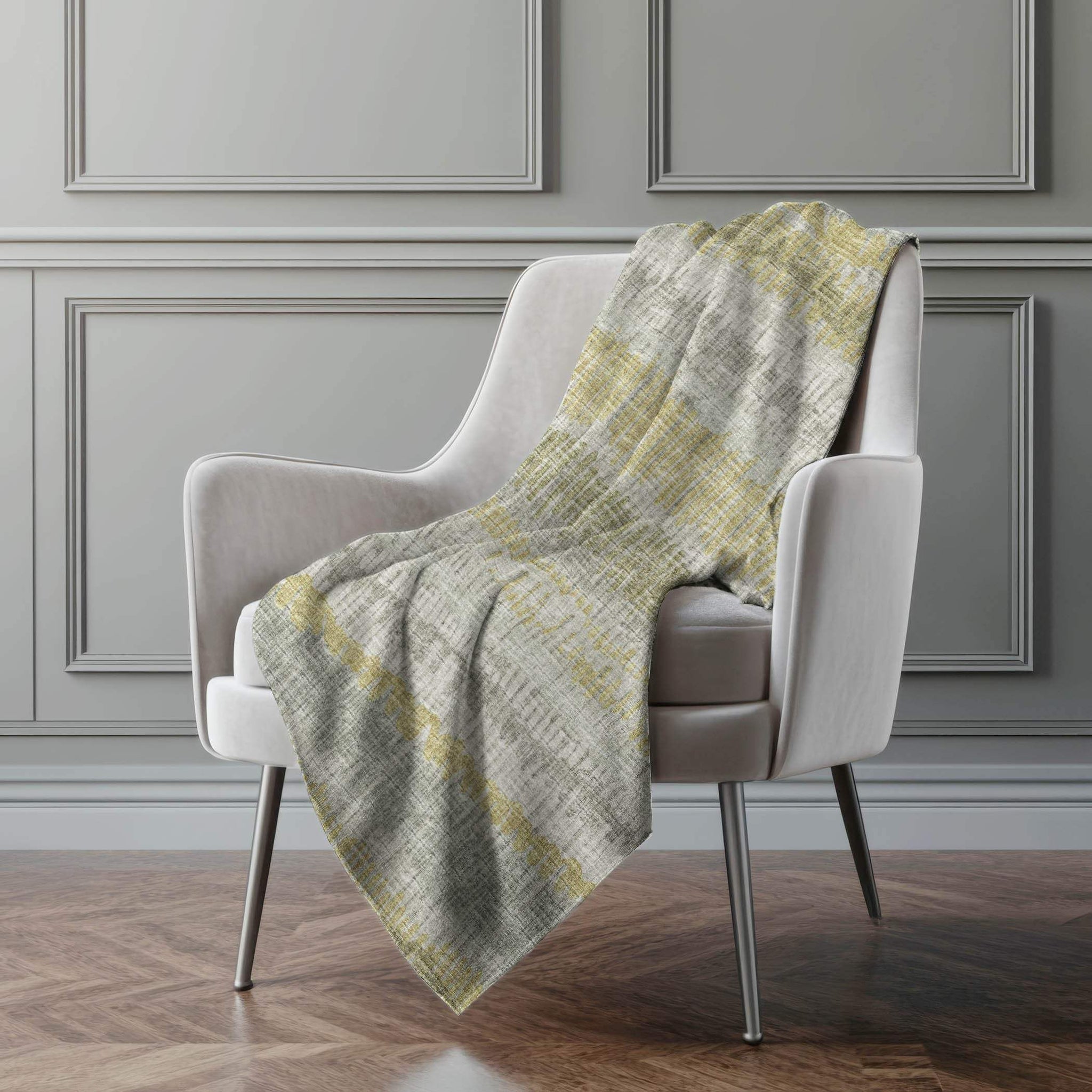 50" X 70" Sage And Gold Abstract Polyester Woven Plush Throw Blanket - HomeRoots - Flyclothing LLC