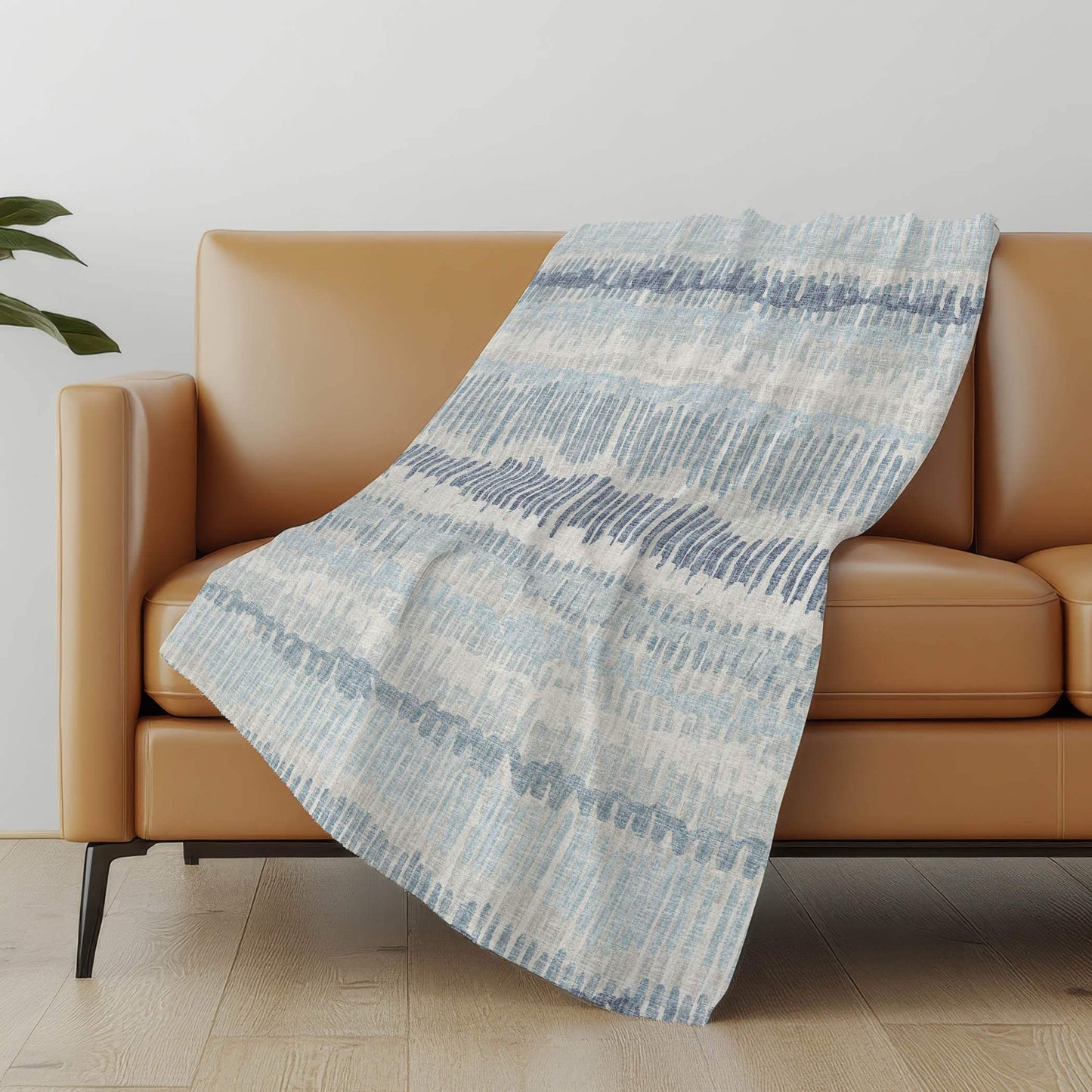 50" X 70" Blue And Beige Abstract Polyester Woven Plush Throw Blanket - HomeRoots - Flyclothing LLC