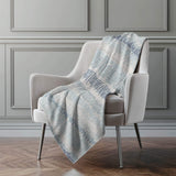 50" X 70" Blue And Beige Abstract Polyester Woven Plush Throw Blanket - HomeRoots - Flyclothing LLC