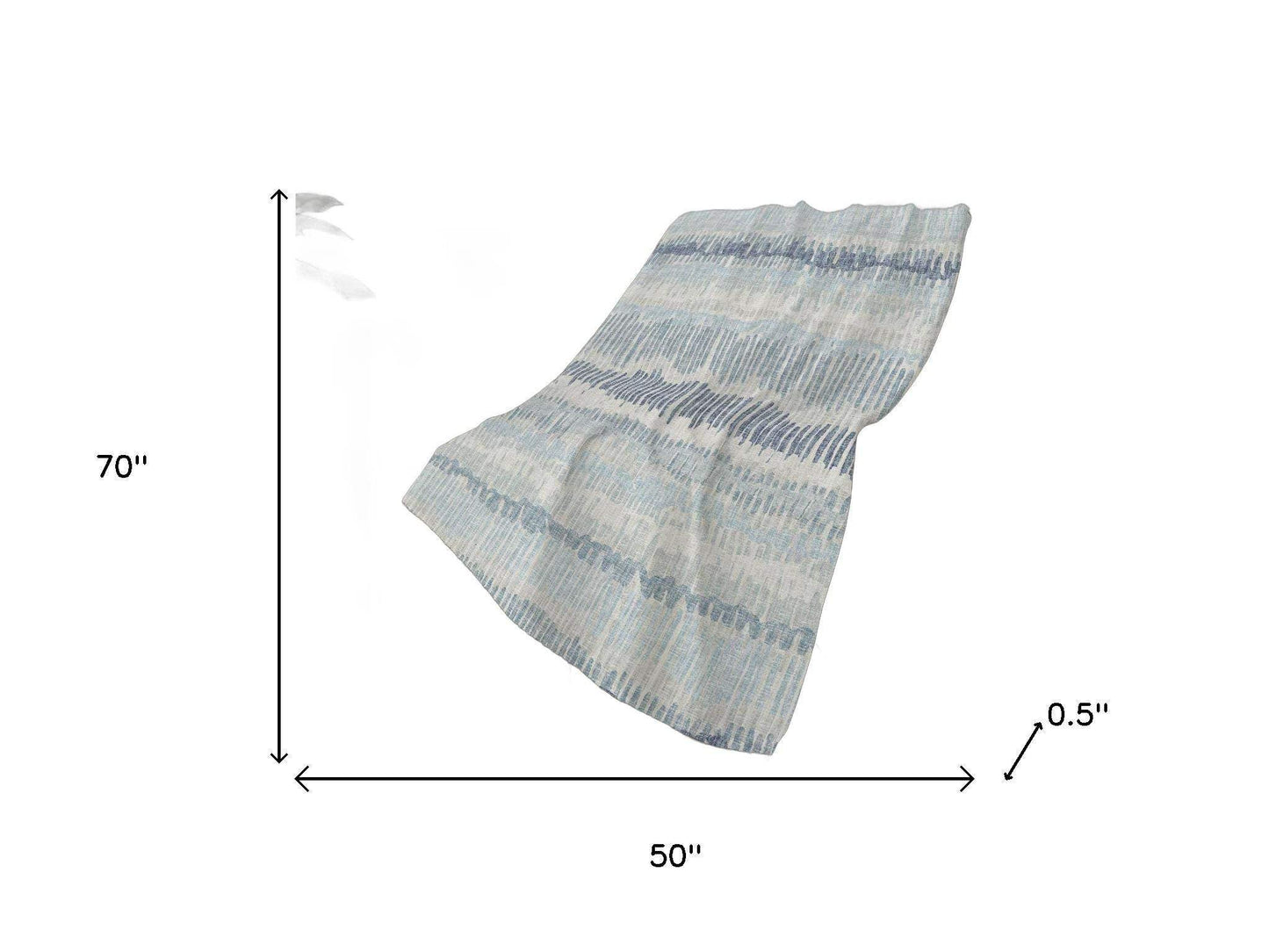 50" X 70" Blue And Beige Abstract Polyester Woven Plush Throw Blanket - HomeRoots - Flyclothing LLC