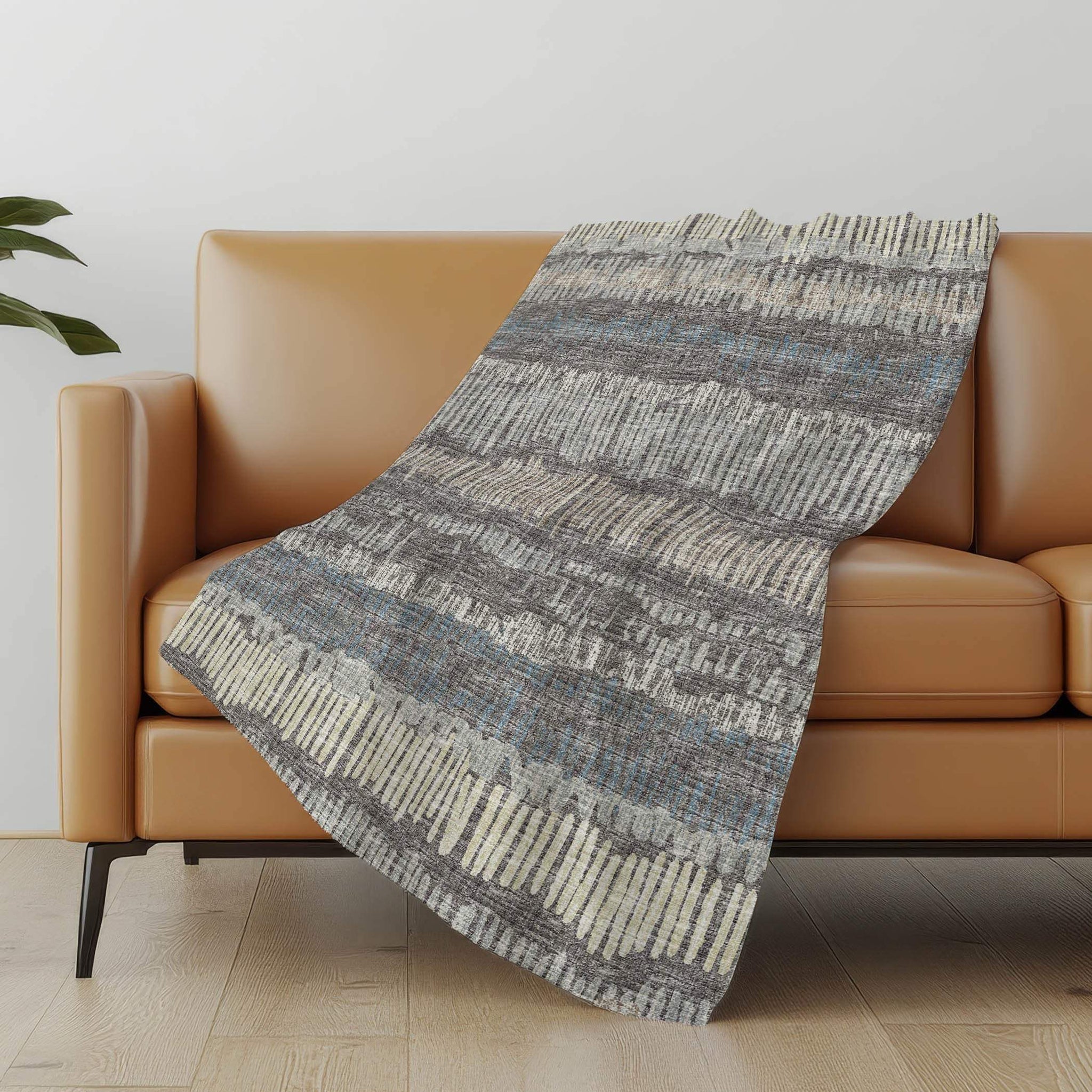 50" X 70" Gray And Charcoal Abstract Polyester Woven Plush Throw Blanket - Homeroots - Flyclothing LLC