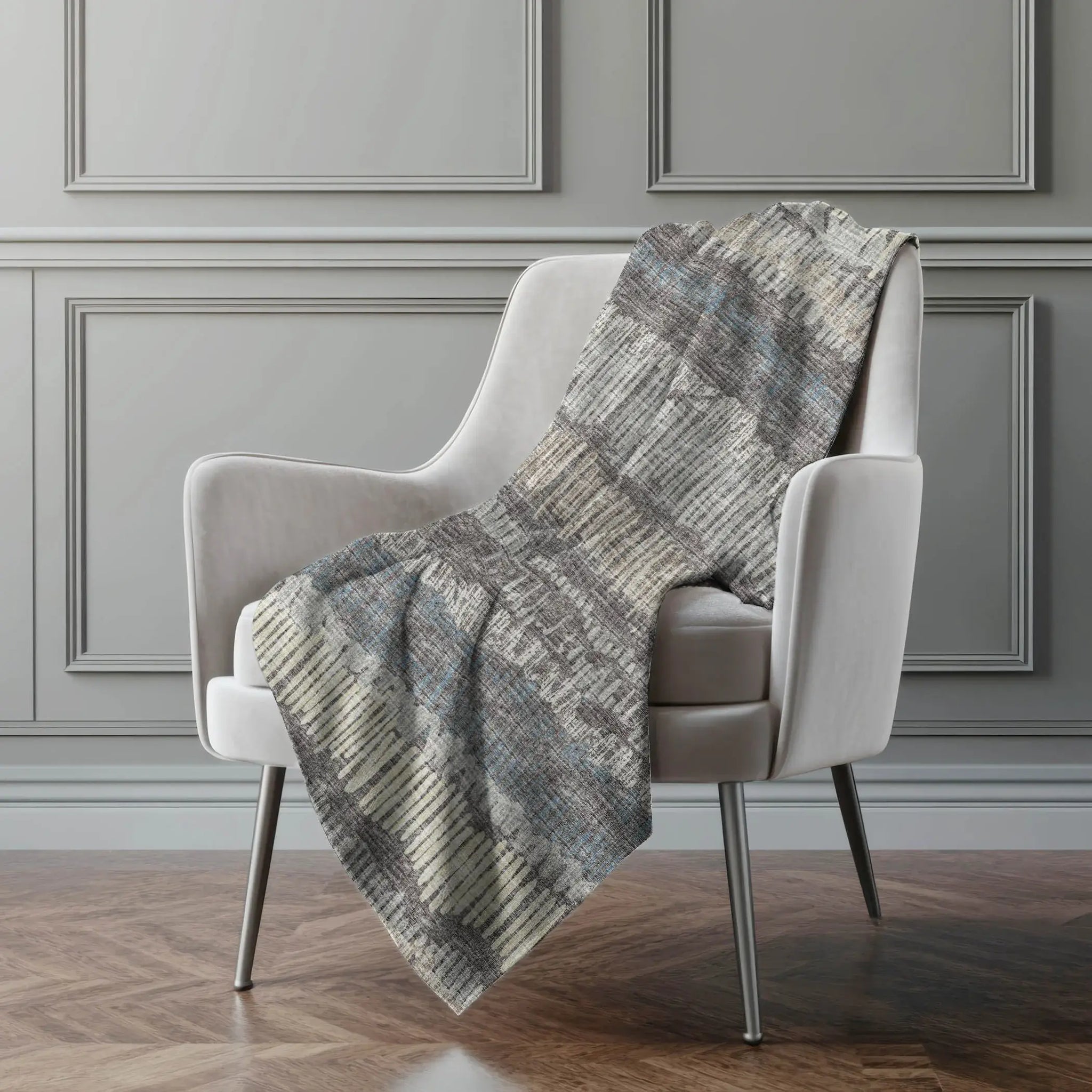 50" X 70" Gray And Charcoal Abstract Polyester Woven Plush Throw Blanket - Homeroots - Flyclothing LLC