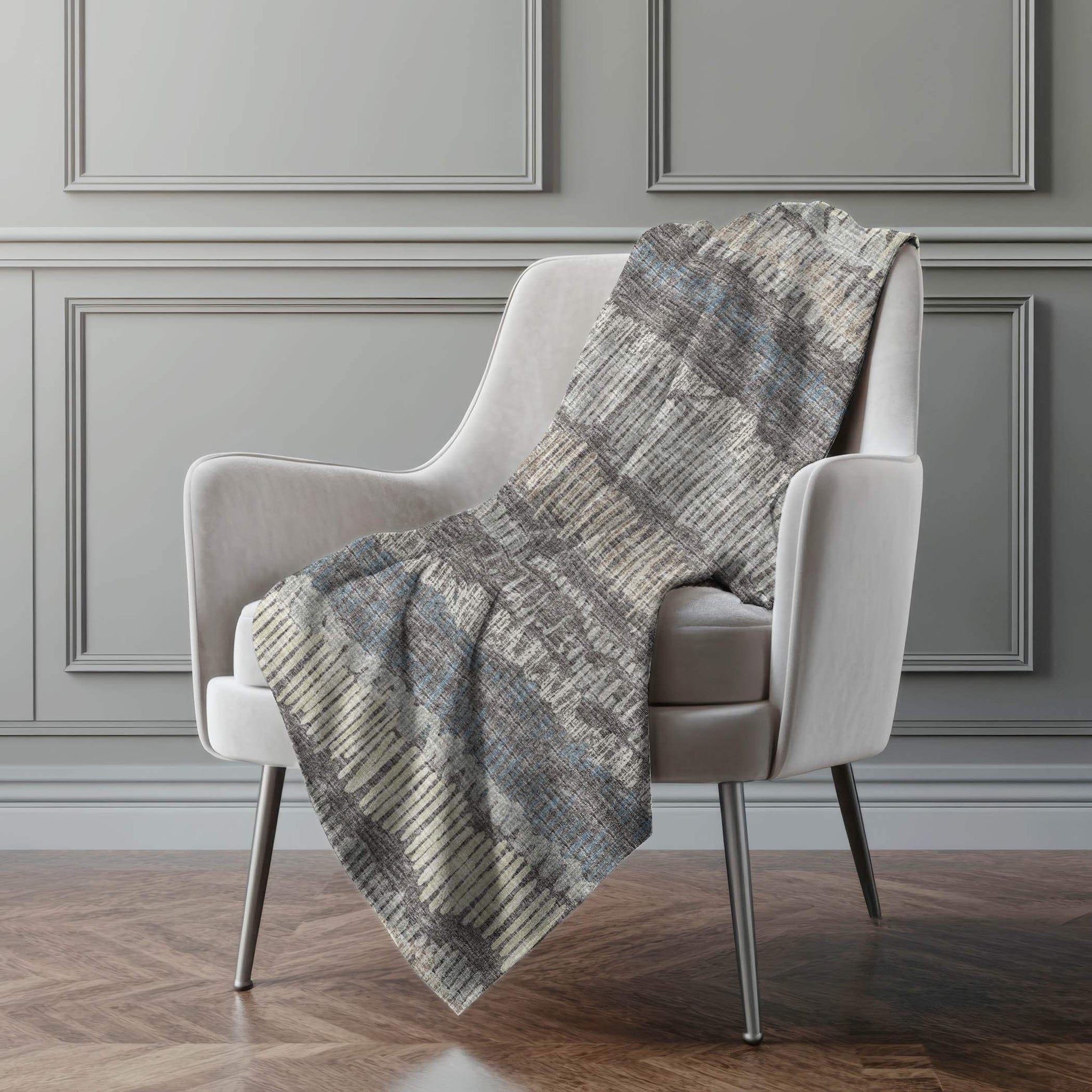 50" X 70" Gray And Charcoal Abstract Polyester Woven Plush Throw Blanket - HomeRoots - Flyclothing LLC