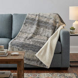 50" X 70" Gray And Charcoal Abstract Polyester Woven Plush Throw Blanket - HomeRoots - Flyclothing LLC