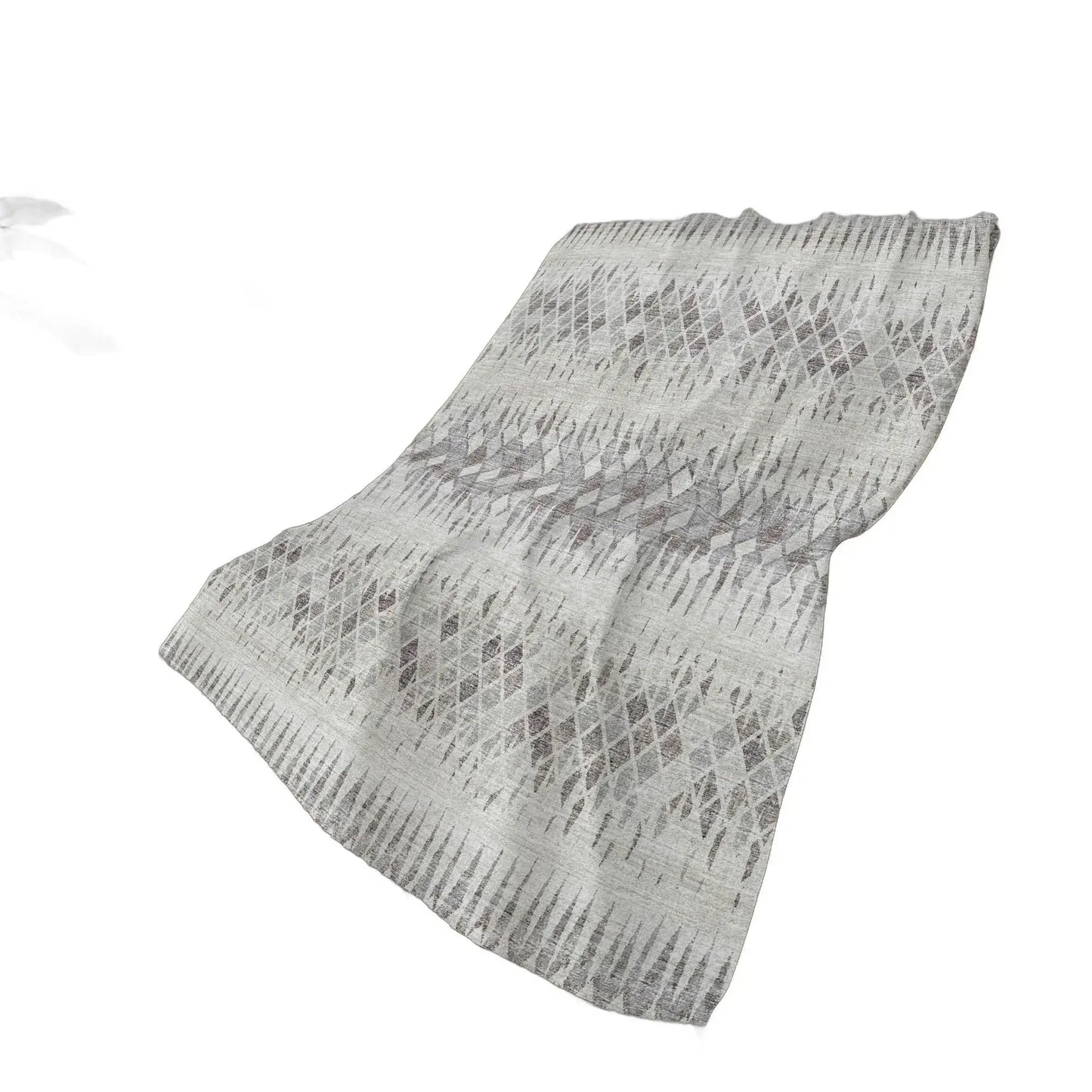 50" X 70" Beige And Gray Geometric Polyester Woven Plush Throw Blanket - Homeroots - Flyclothing LLC