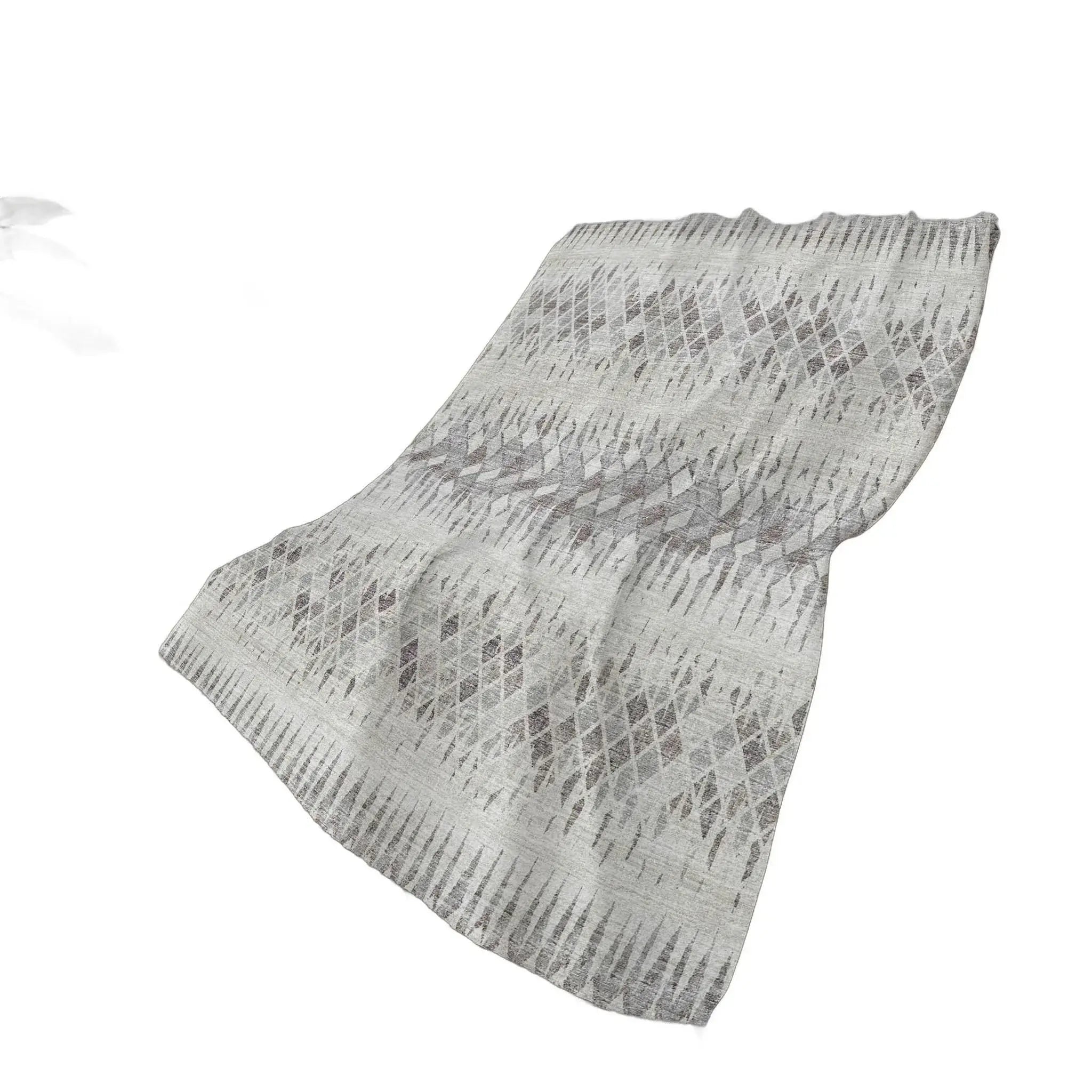 50" X 70" Beige And Gray Geometric Polyester Woven Plush Throw Blanket - Homeroots - Flyclothing LLC