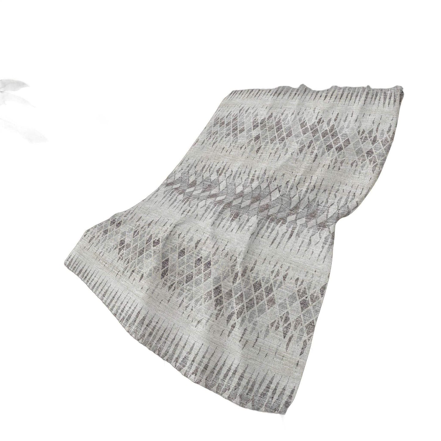 50" X 70" Beige And Gray Geometric Polyester Woven Plush Throw Blanket - HomeRoots - Flyclothing LLC