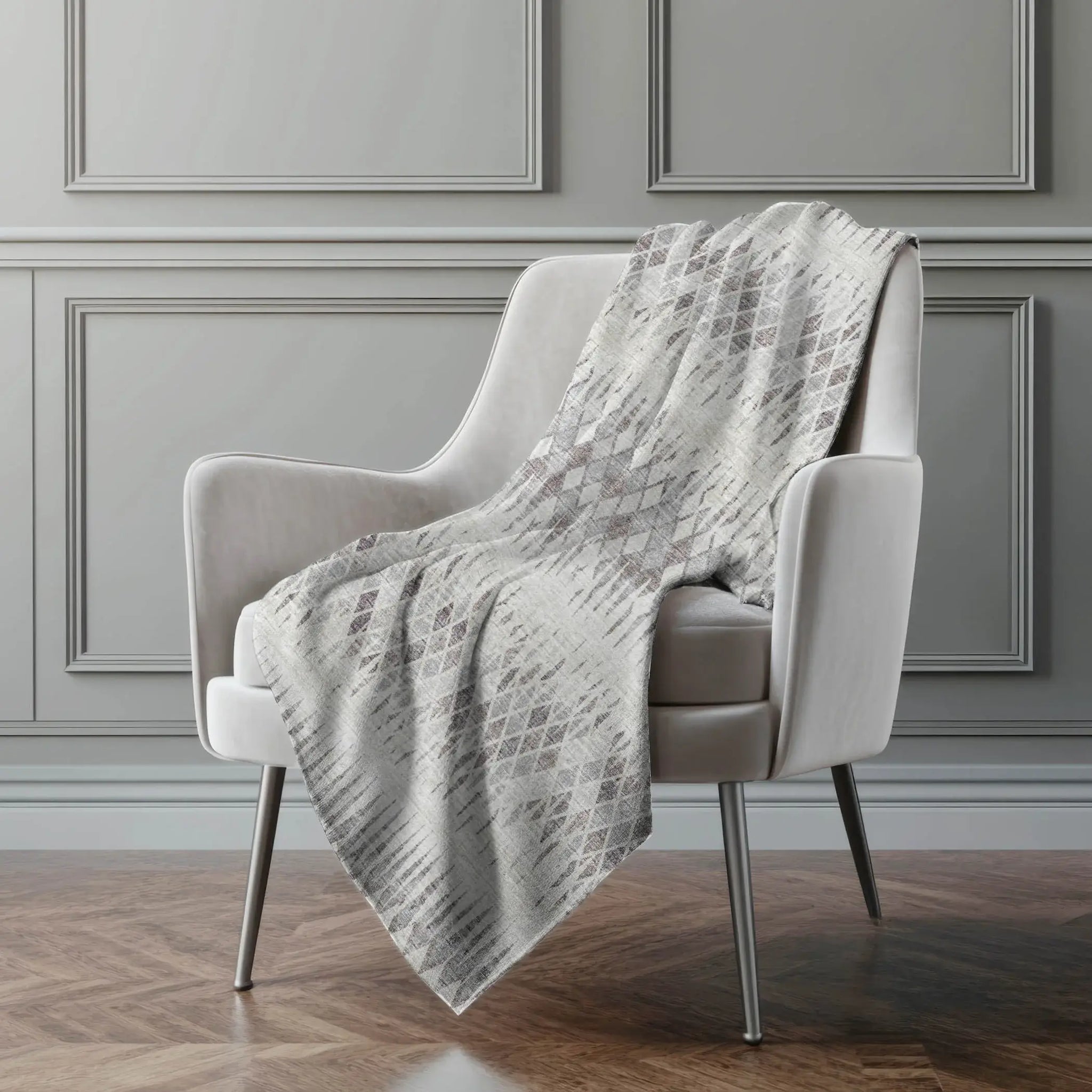50" X 70" Beige And Gray Geometric Polyester Woven Plush Throw Blanket - Homeroots - Flyclothing LLC