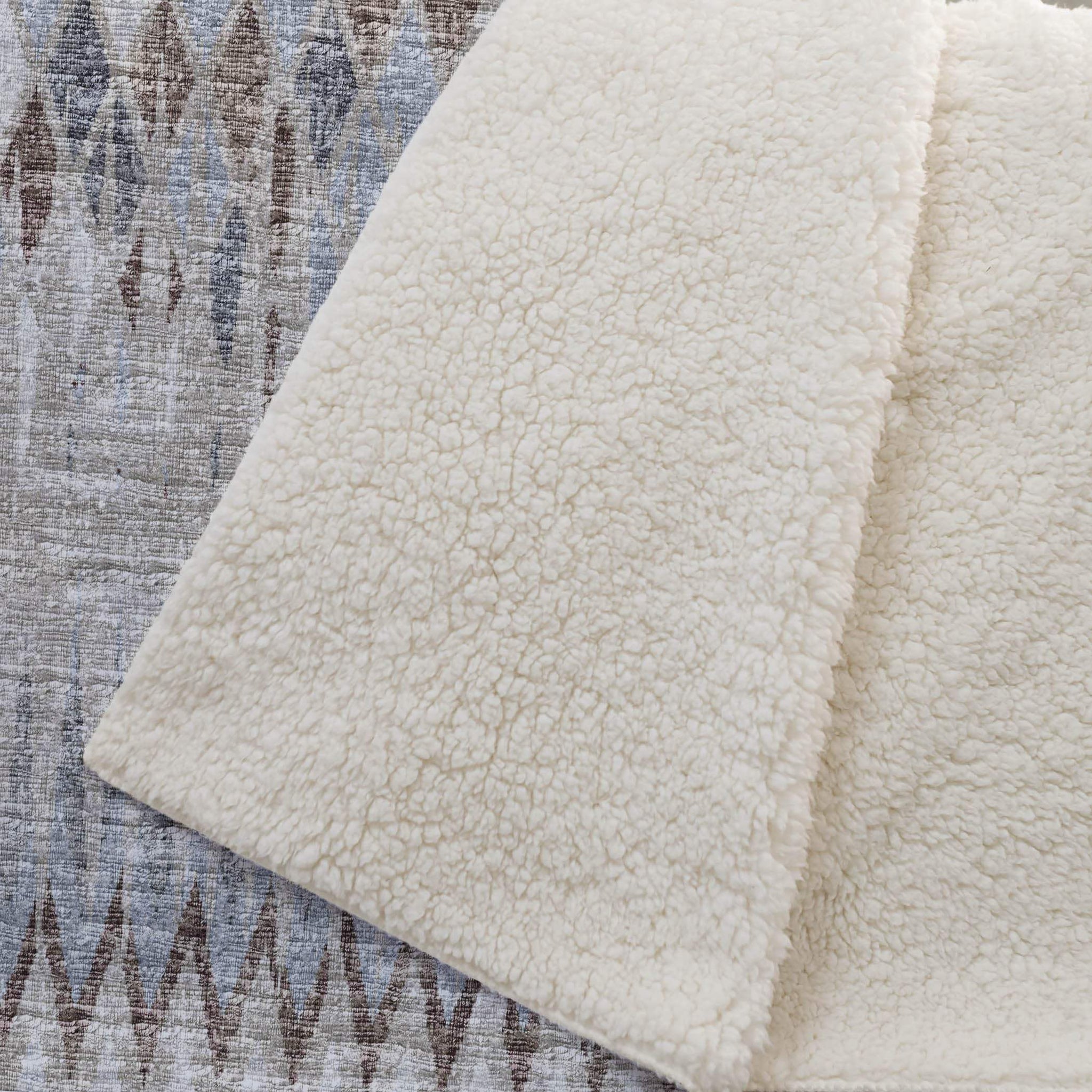 50" X 70" Blue And Gray Geometric Polyester Woven Plush Throw Blanket - HomeRoots - Flyclothing LLC