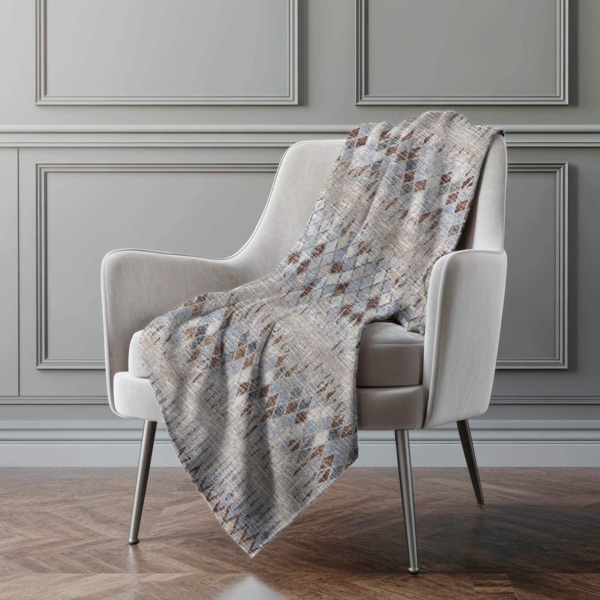 50" X 70" Blue And Gray Geometric Polyester Woven Plush Throw Blanket - HomeRoots - Flyclothing LLC