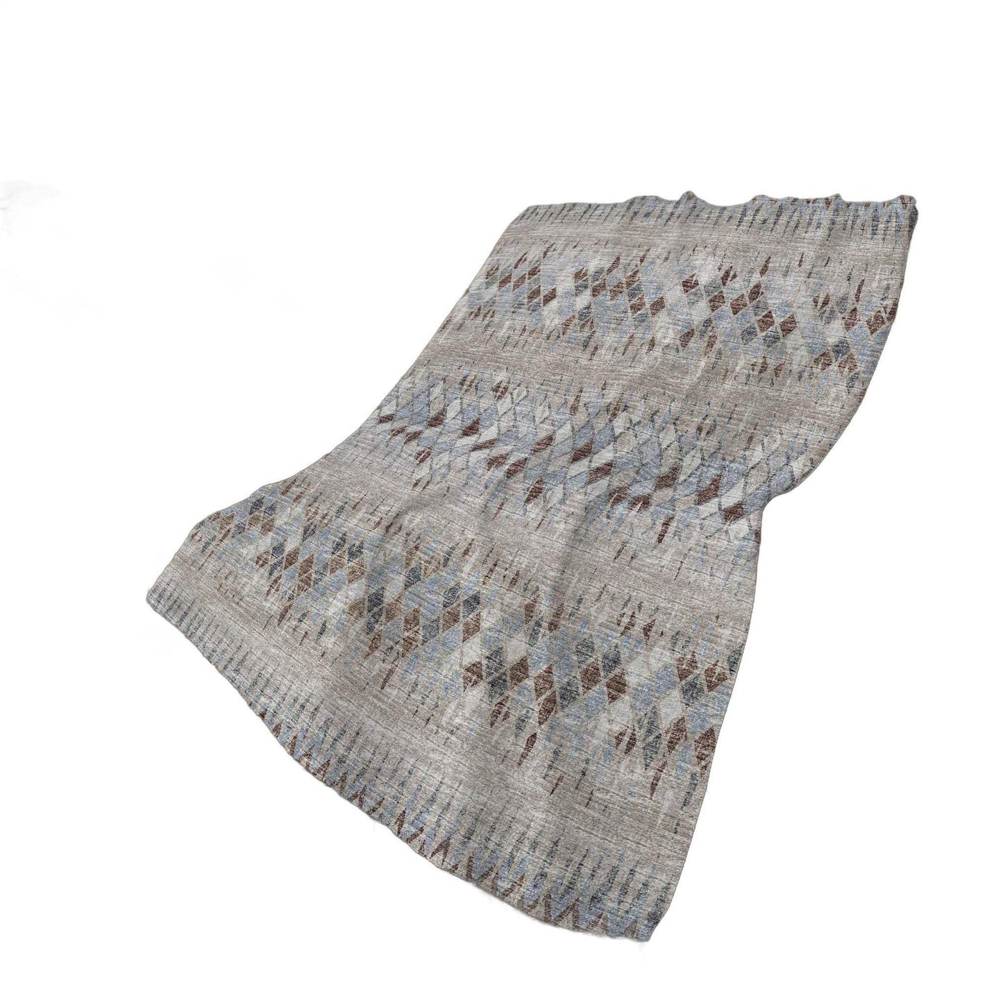 50" X 70" Blue And Gray Geometric Polyester Woven Plush Throw Blanket - HomeRoots - Flyclothing LLC