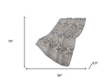 50" X 70" Blue And Gray Geometric Polyester Woven Plush Throw Blanket - HomeRoots - Flyclothing LLC