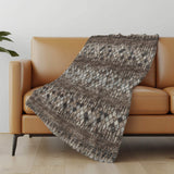 50" X 70" Brown And Beige Geometric Polyester Woven Plush Throw Blanket - HomeRoots - Flyclothing LLC