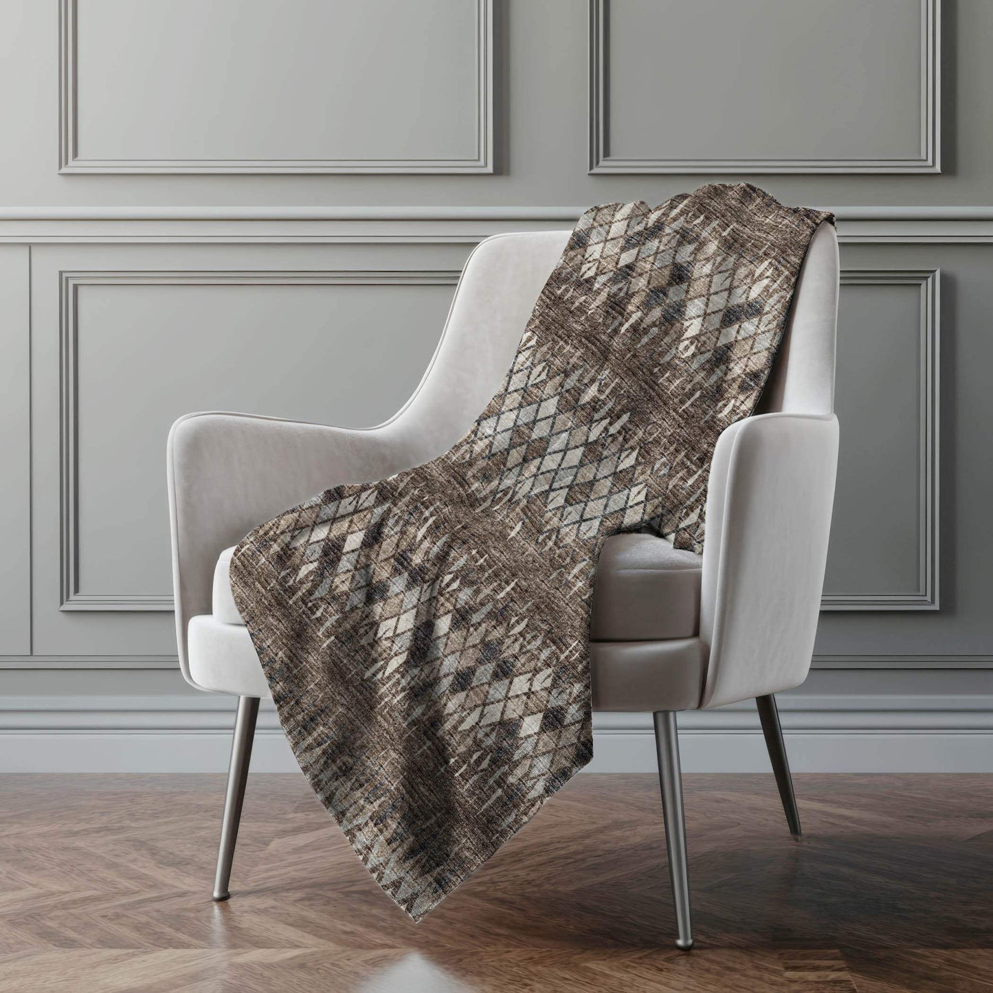 50" X 70" Brown And Beige Geometric Polyester Woven Plush Throw Blanket - HomeRoots - Flyclothing LLC