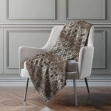 50" X 70" Brown And Beige Geometric Polyester Woven Plush Throw Blanket - HomeRoots - Flyclothing LLC