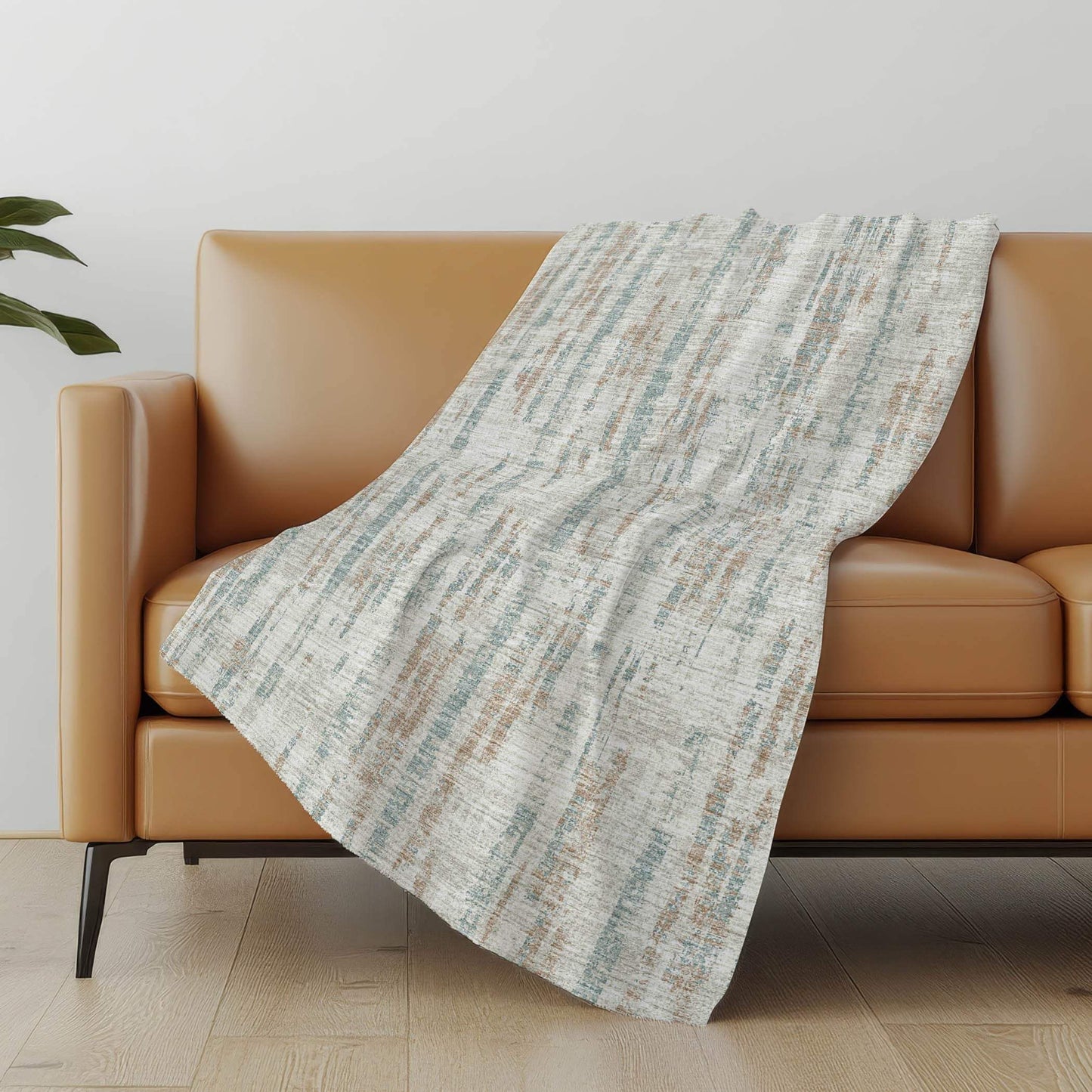 50" X 70" Ivory And Blue Abstract Polyester Woven Plush Throw Blanket - HomeRoots - Flyclothing LLC
