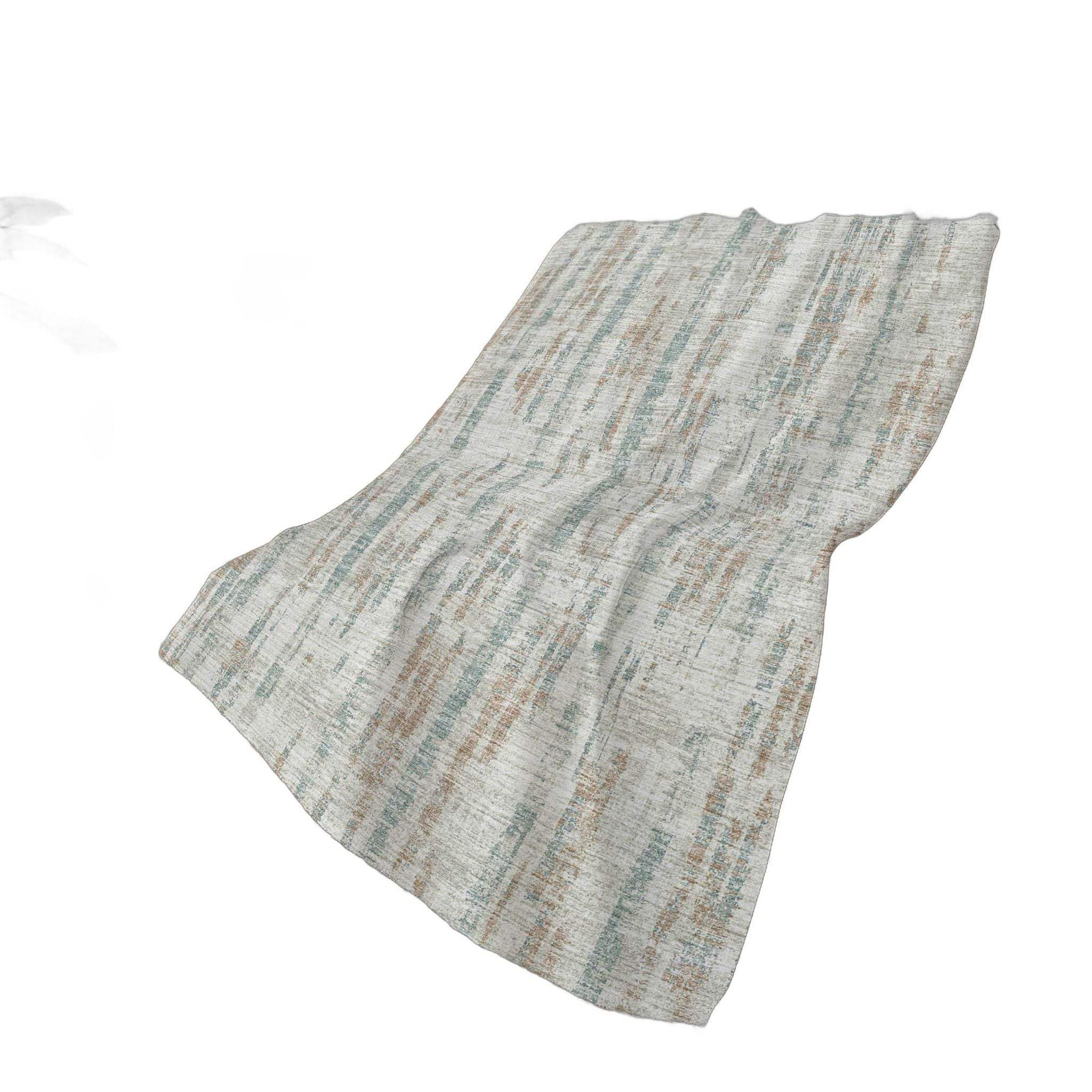 50" X 70" Ivory And Blue Abstract Polyester Woven Plush Throw Blanket - HomeRoots - Flyclothing LLC