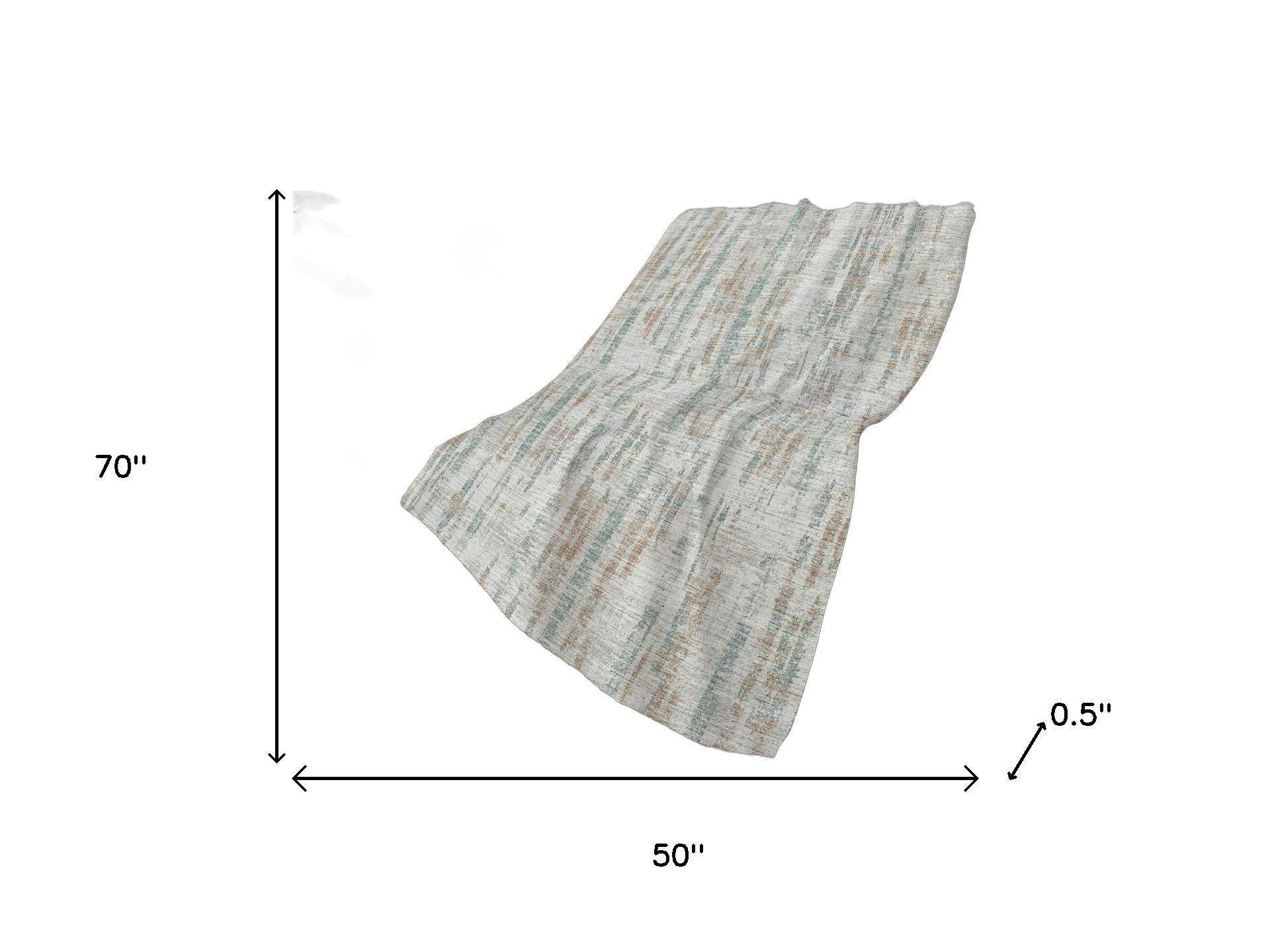 50" X 70" Ivory And Blue Abstract Polyester Woven Plush Throw Blanket - HomeRoots - Flyclothing LLC