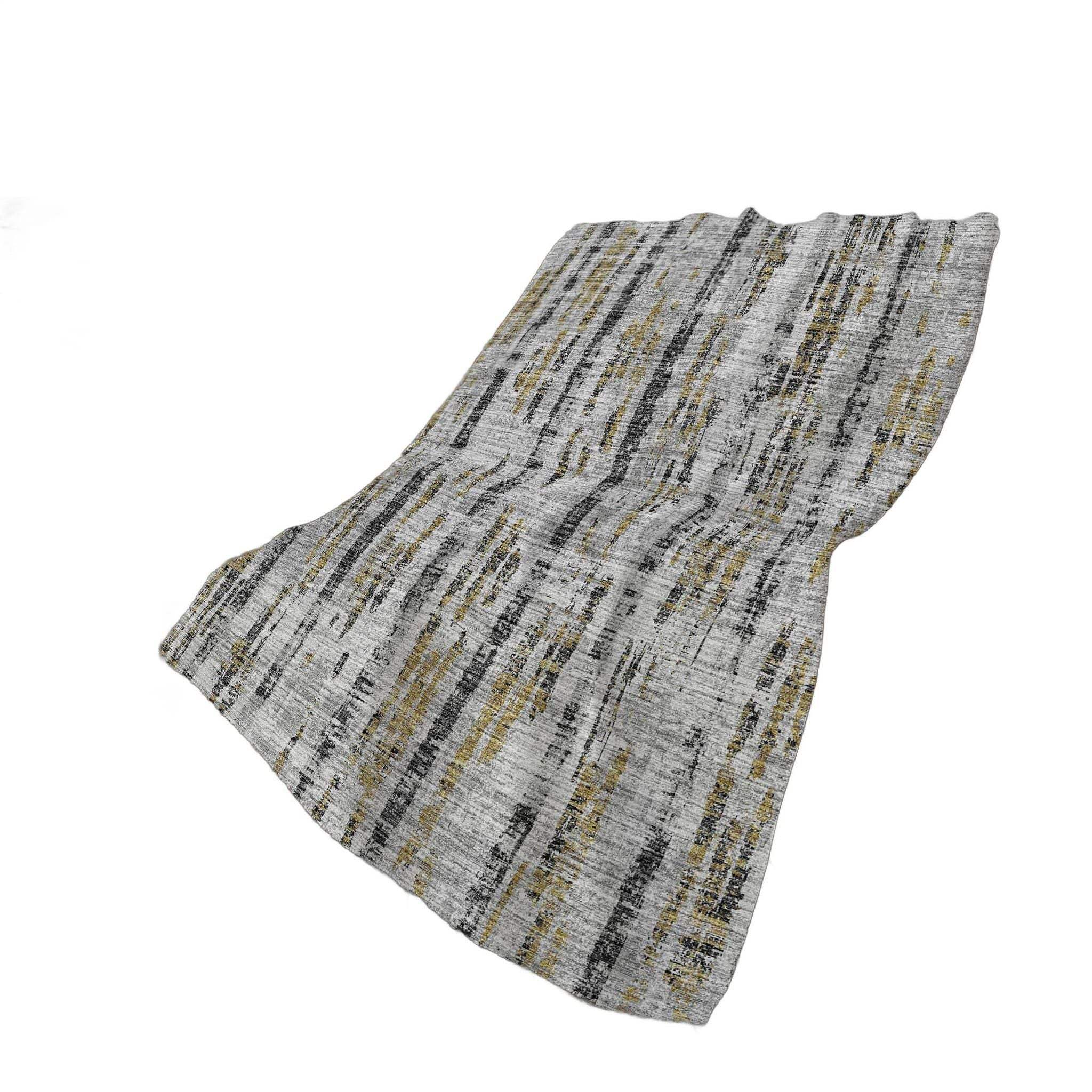 50" X 70" Silver Charcoal And Gold Abstract Polyester Woven Plush Throw Blanket - HomeRoots - Flyclothing LLC