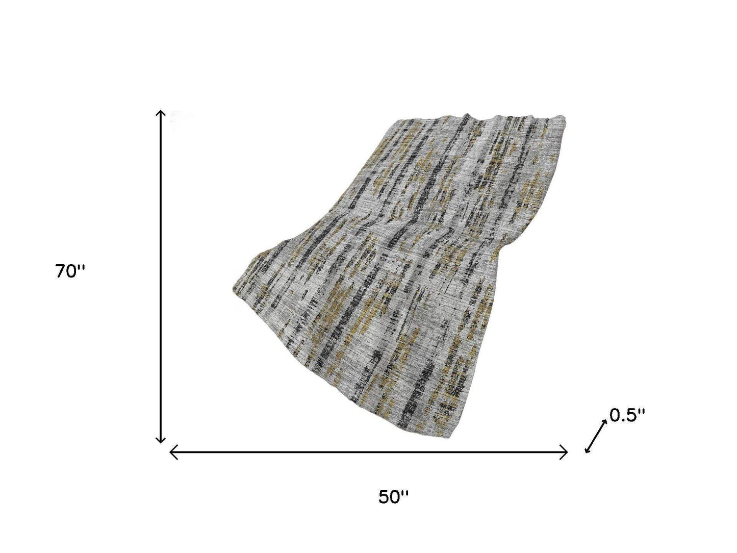 50" X 70" Silver Charcoal And Gold Abstract Polyester Woven Plush Throw Blanket - HomeRoots - Flyclothing LLC