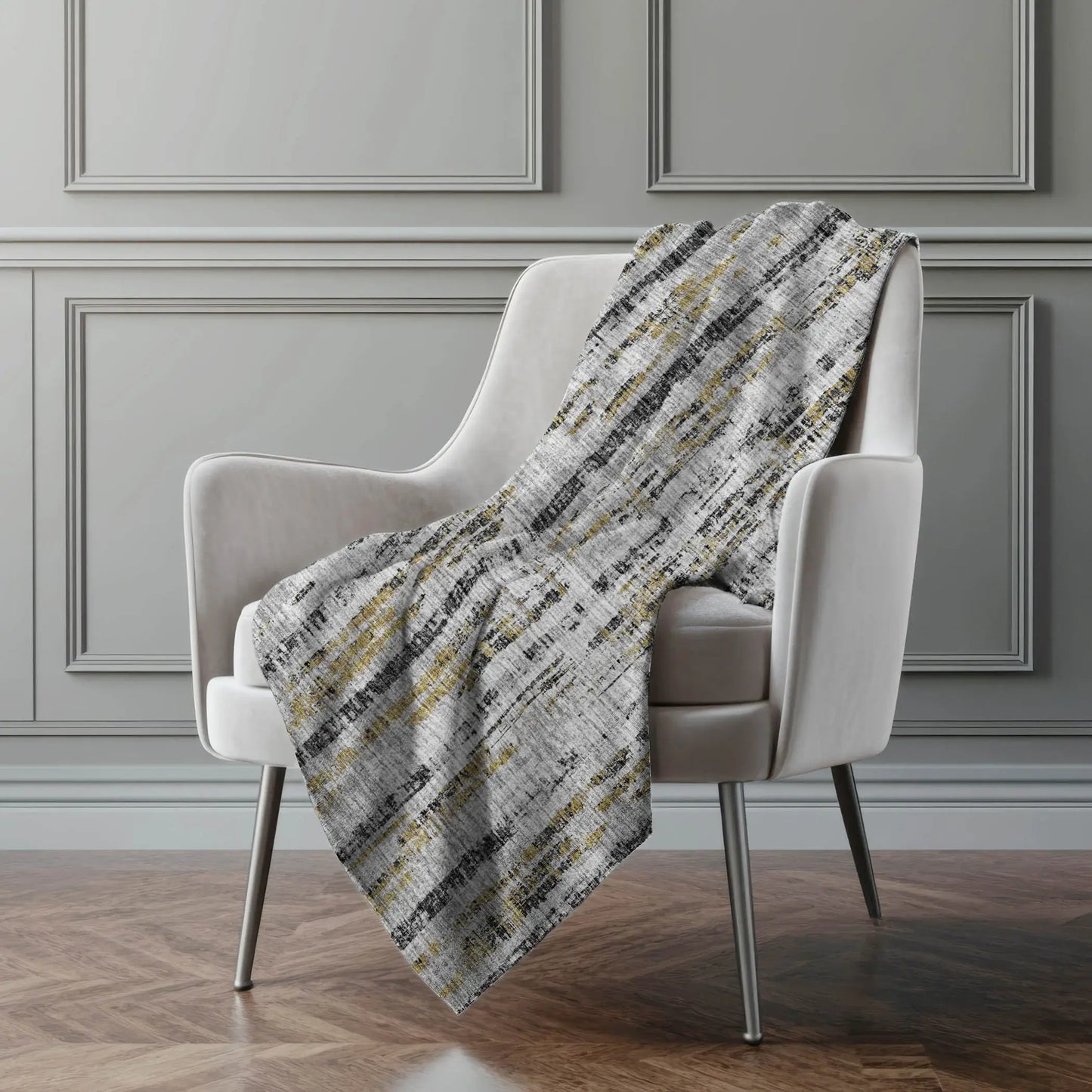 50" X 70" Silver Charcoal And Gold Abstract Polyester Woven Plush Throw Blanket - Homeroots - Flyclothing LLC
