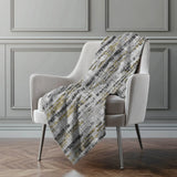 50" X 70" Silver Charcoal And Gold Abstract Polyester Woven Plush Throw Blanket - Homeroots - Flyclothing LLC