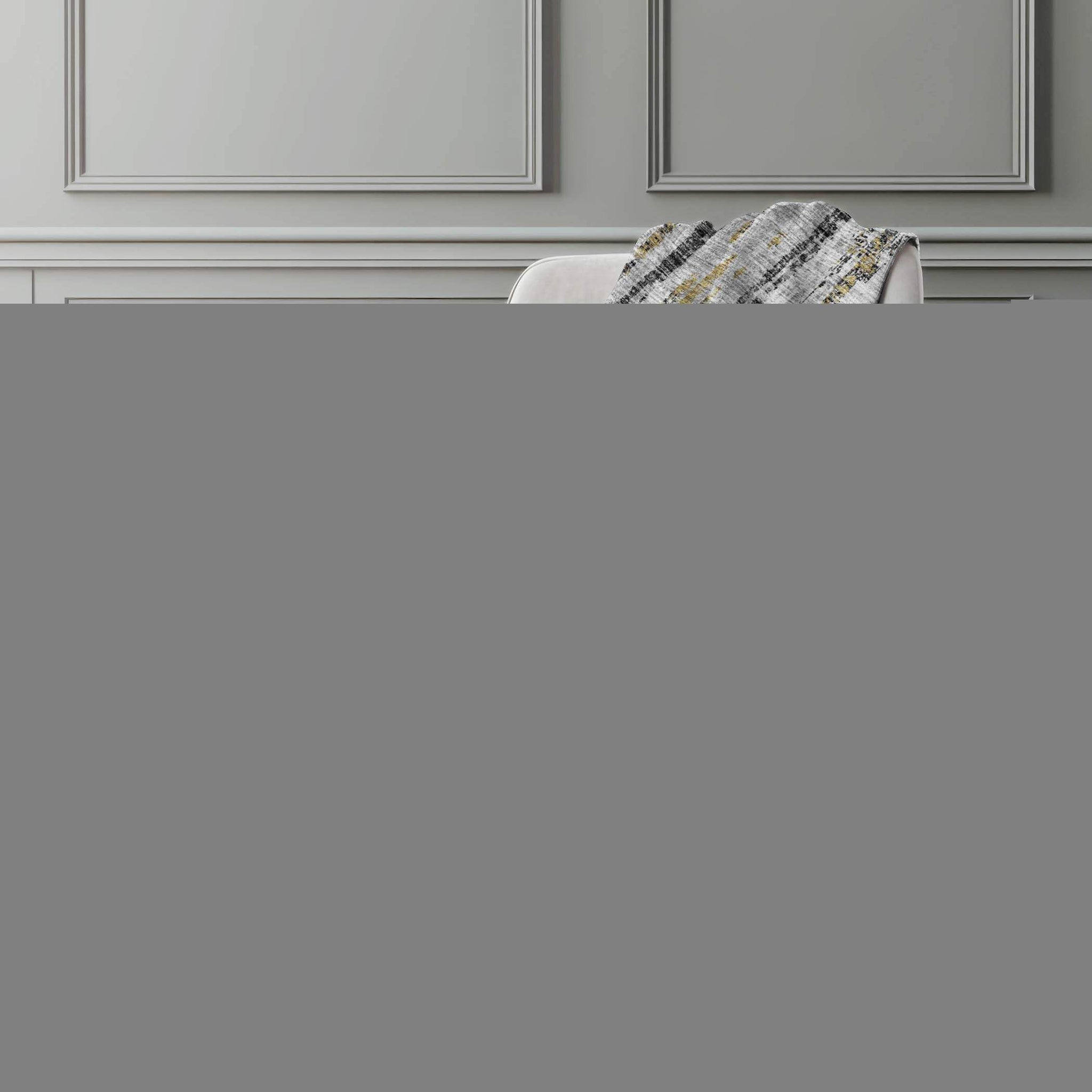50" X 70" Silver Charcoal And Gold Abstract Polyester Woven Plush Throw Blanket - HomeRoots - Flyclothing LLC
