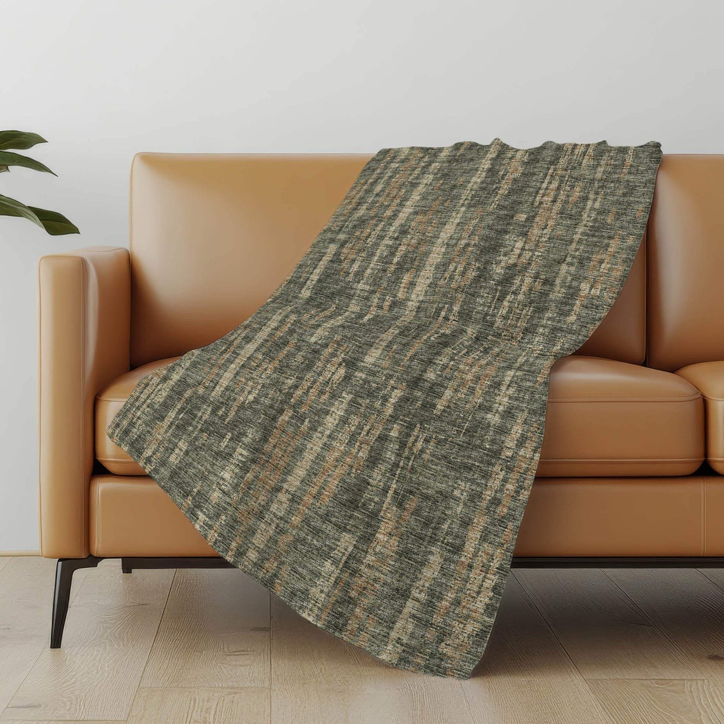 50" X 70" Green And Wheat Abstract Polyester Woven Plush Throw Blanket - Homeroots - Flyclothing LLC