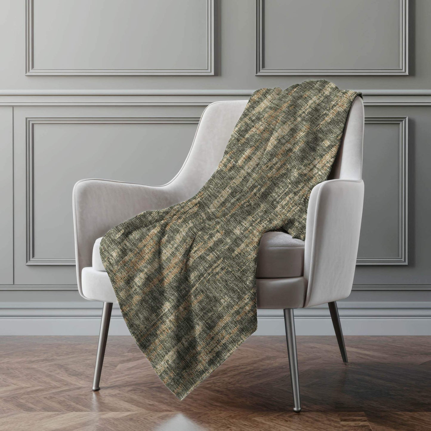50" X 70" Green And Wheat Abstract Polyester Woven Plush Throw Blanket - HomeRoots - Flyclothing LLC
