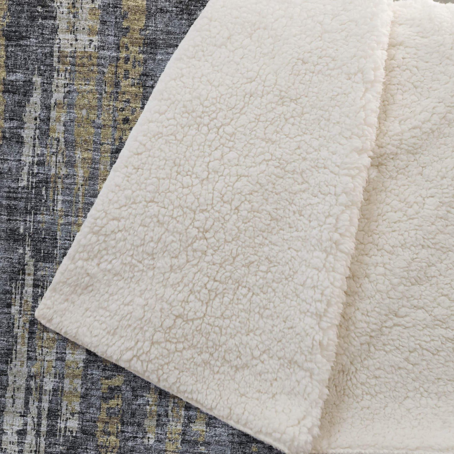 50" X 70" Granite Gray And Gold Abstract Polyester Woven Plush Throw Blanket - HomeRoots - Flyclothing LLC