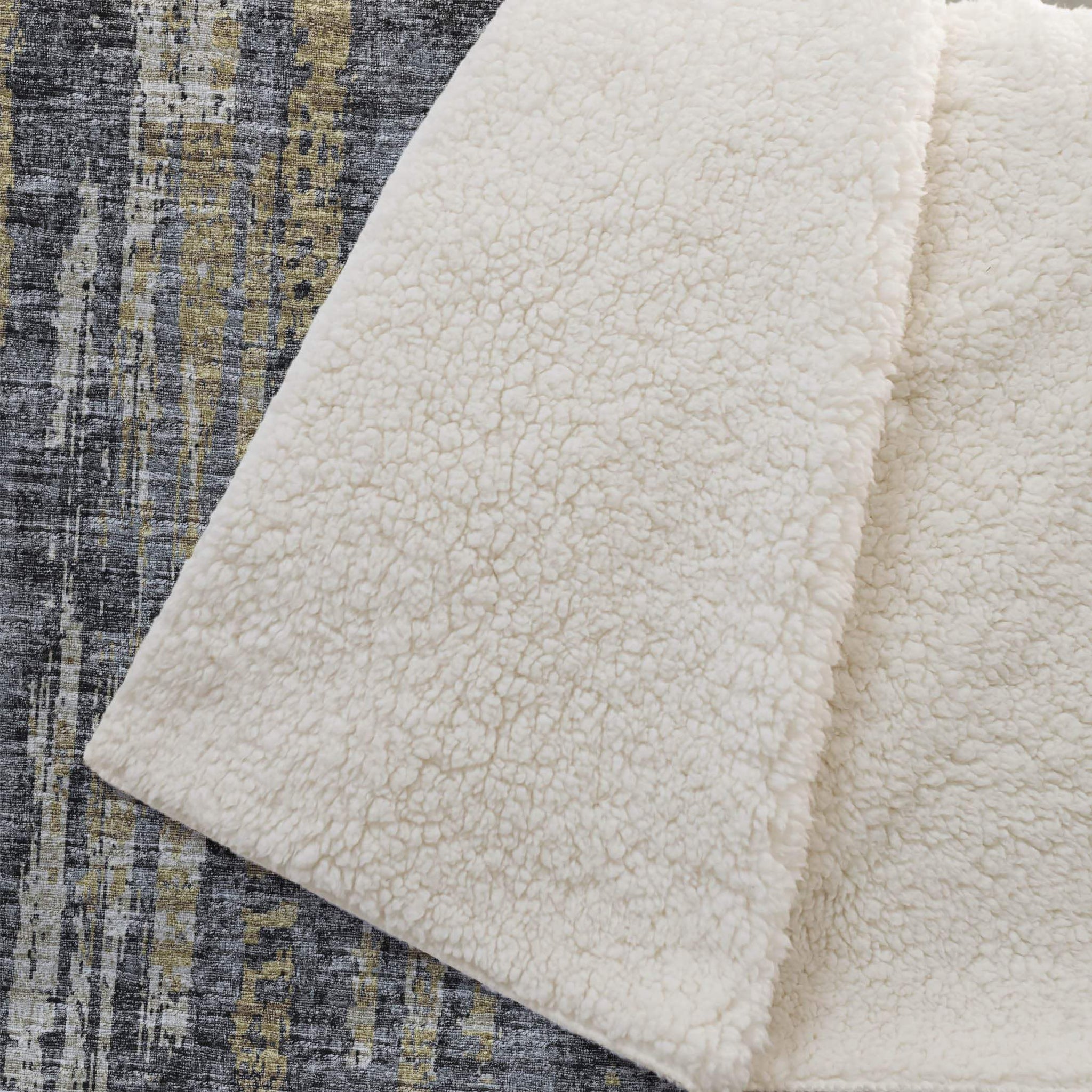 50" X 70" Granite Gray And Gold Abstract Polyester Woven Plush Throw Blanket - HomeRoots - Flyclothing LLC