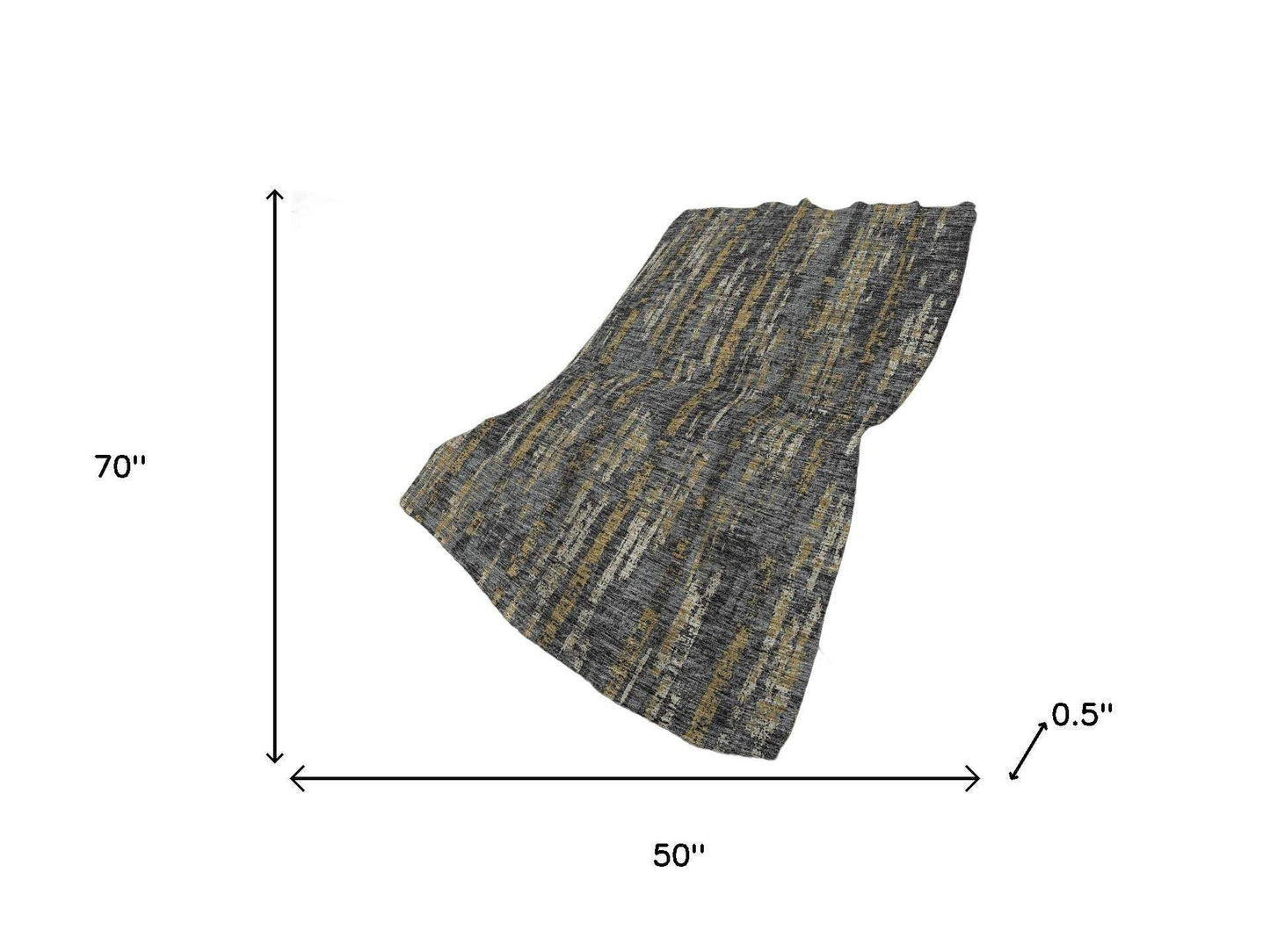 50" X 70" Granite Gray And Gold Abstract Polyester Woven Plush Throw Blanket - HomeRoots - Flyclothing LLC