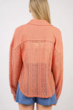 VERY J Button Up Long Sleeve Lace Shirt - Trendsi