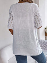 Openwork Open Front Half Sleeve Cardigan - Trendsi - Flyclothing LLC