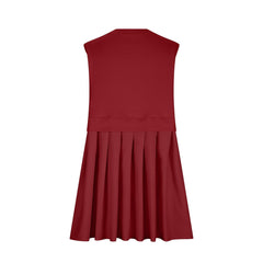 Pleated Round Neck Sleeveless Mini Dress - Trendsi