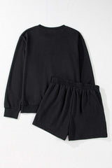 GAME DAY Football Round Neck Long Sleeve Top and Shorts Set - Trendsi - Flyclothing LLC