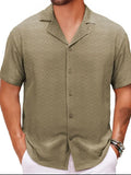 Men's Plus Size Button Down Short Sleeve Shirt - Trendsi
