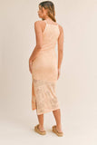 MABLE Floral Design Knit Slit Midi Dress - Trendsi - Flyclothing LLC