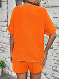 Notched Half Sleeve Top and Shorts Set - Trendsi - Flyclothing LLC