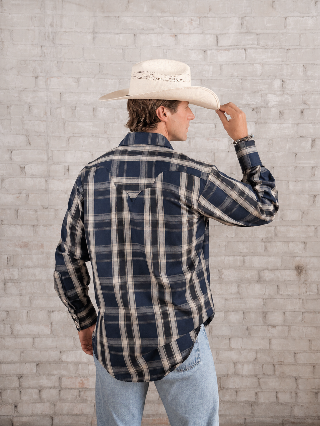 Rockmount Ranch Wear Men's Navy Fine Shadow Plaid Western Shirt - Rockmount Clothing - Flyclothing LLC