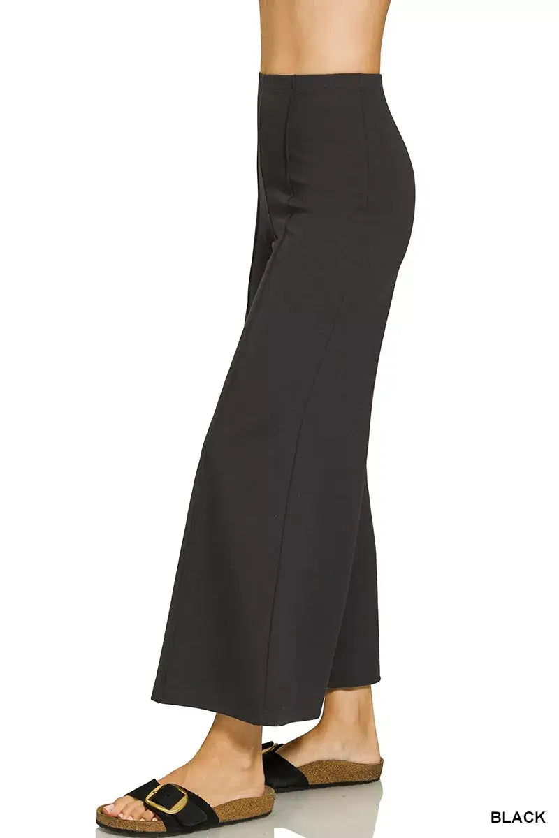 Zenana Heavy Ponte Elastic Waistband Pintuck Pants - Trendsi - Flyclothing LLC