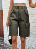 High Waist Denim Shorts with Pockets - Trendsi - Flyclothing LLC